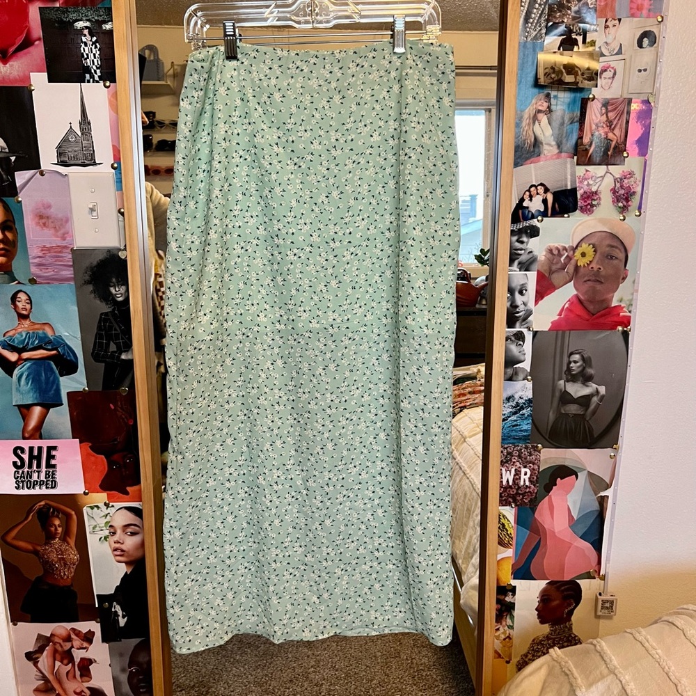 Floral Green Midi Skirt